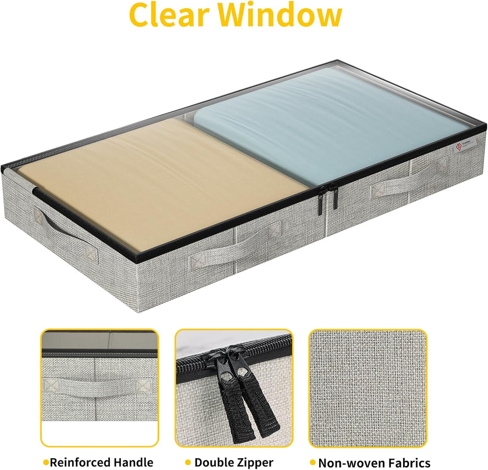 4.5 Inches Under Bed Storage Containers with Sturdy Sidewalls/Bottom and Rein...