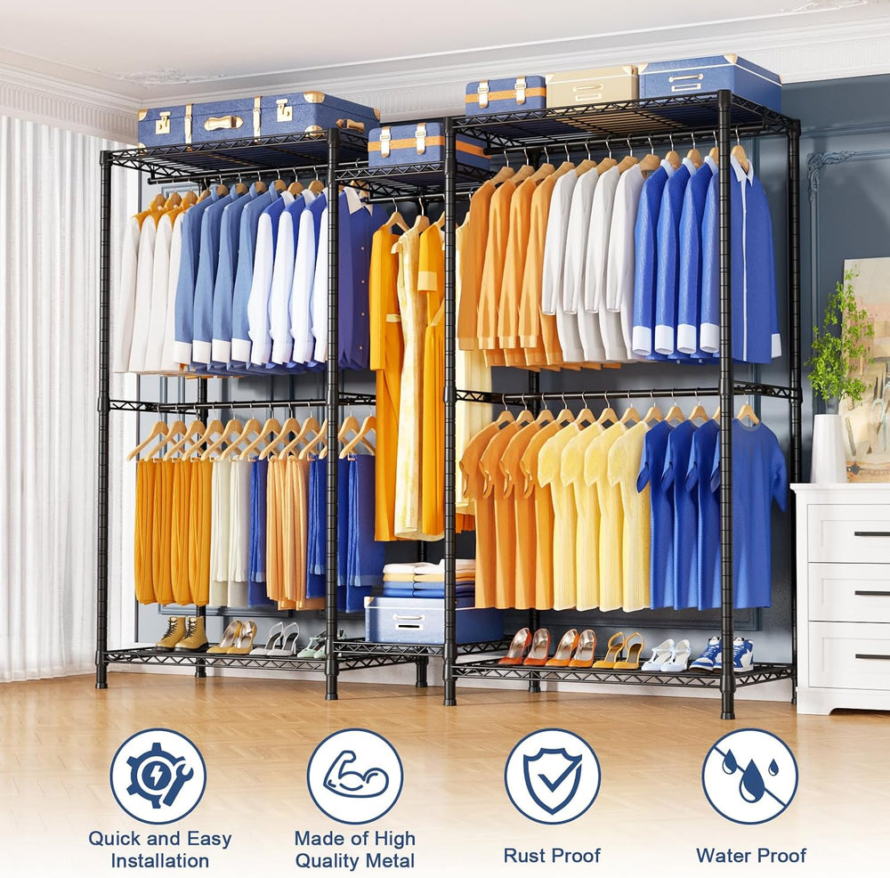Ulif E12 Pro Clothes Rack,Heavy Duty Freestanding Garment Rack with Shelves,M...