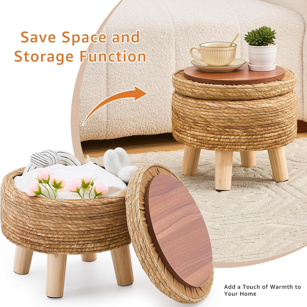 Cpintltr Storage Ottoman Poufs Handwoven Foot Stool