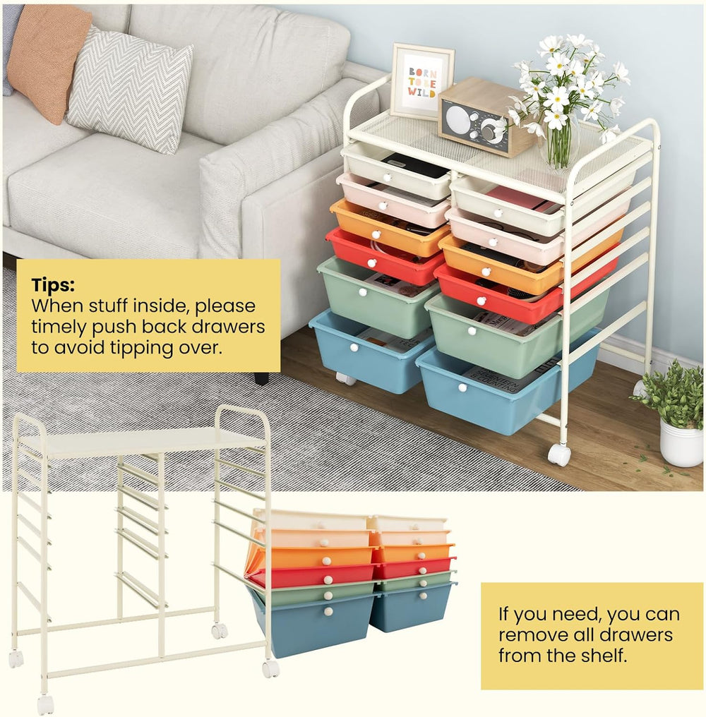 Giantex 12 Drawer Rolling Storage Cart Tools Scrapbook Paper Office School Or...