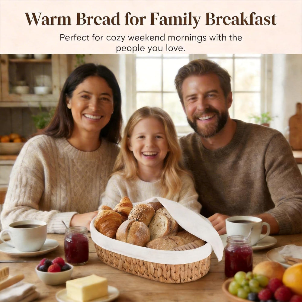 YANGQIHOME Bread Warmer Basket with Stone, Tortilla Warmer, Water Hyacinth Br...