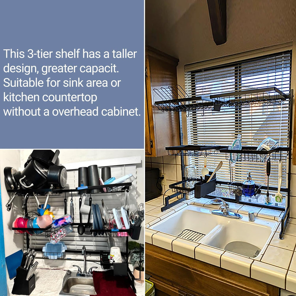 ADBIU Over The Sink Dish Drying Rack (Expandable Height and Length) Snap-On D...