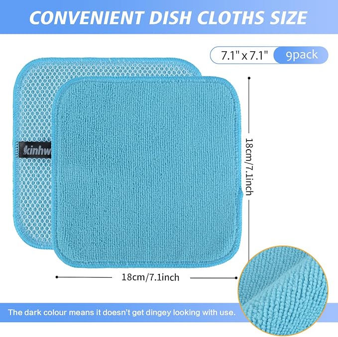 KinHwa Kitchen Washcloths for Dishes Absorbent Microfiber Dish Cloths Quick Dry - Image 7