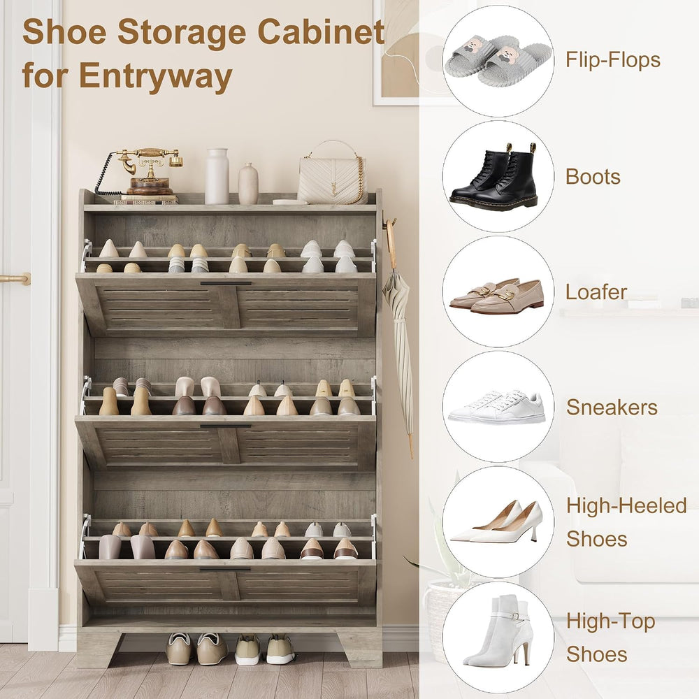 IDEALHOSUE Shoe Cabinet Storage for Entryway, Slim Shoe Storage Cabinet with ...