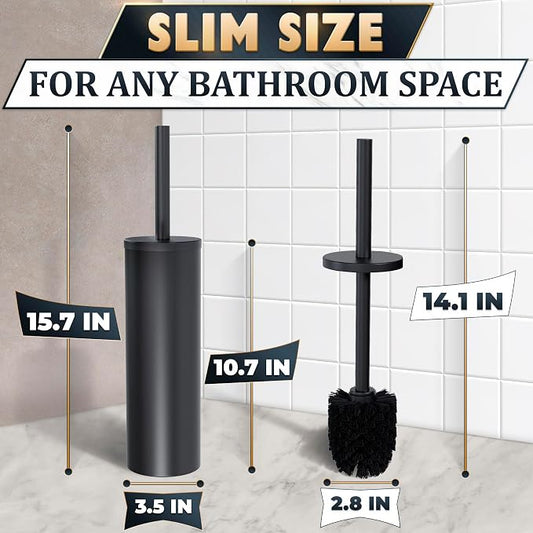 Black Toilet Brush and Holder Set - Image 2