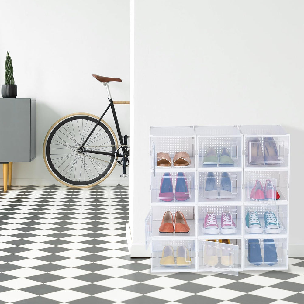 Relaxdays Shoe Boxes 12 Pack, 19.5 x 25 x 35 cm