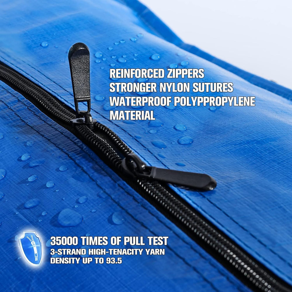 Heavy Duty Blue Moving Bags with Strong Zipper Handles Backpack Straps