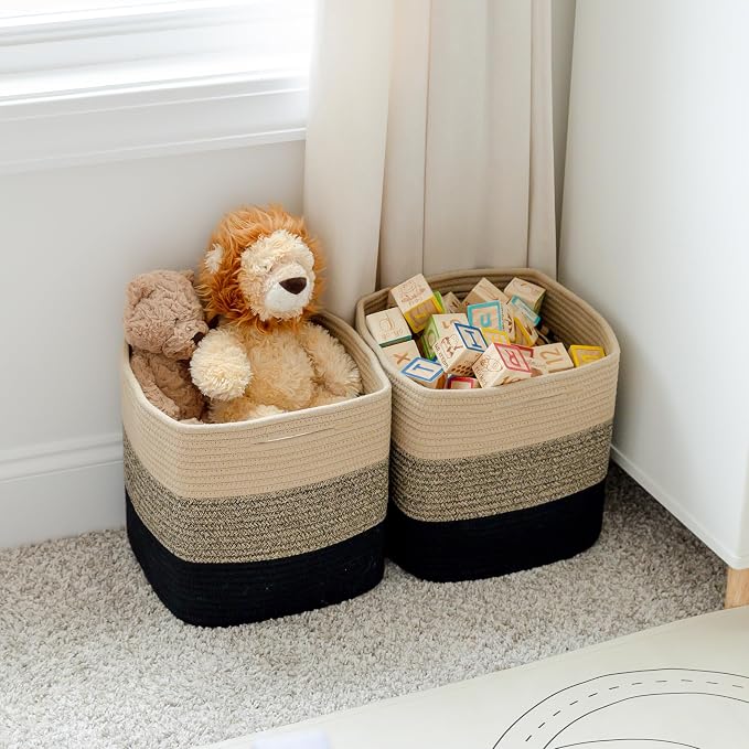 NaturalCozy Storage Cubes 11 Inch Cotton Rope Woven Baskets - Image 9