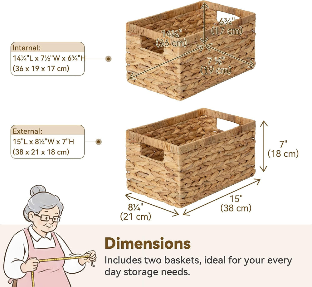 GRANNY SAYS Wicker Storage Baskets for Shelves, Hyacinth Baskets, 2-Pack