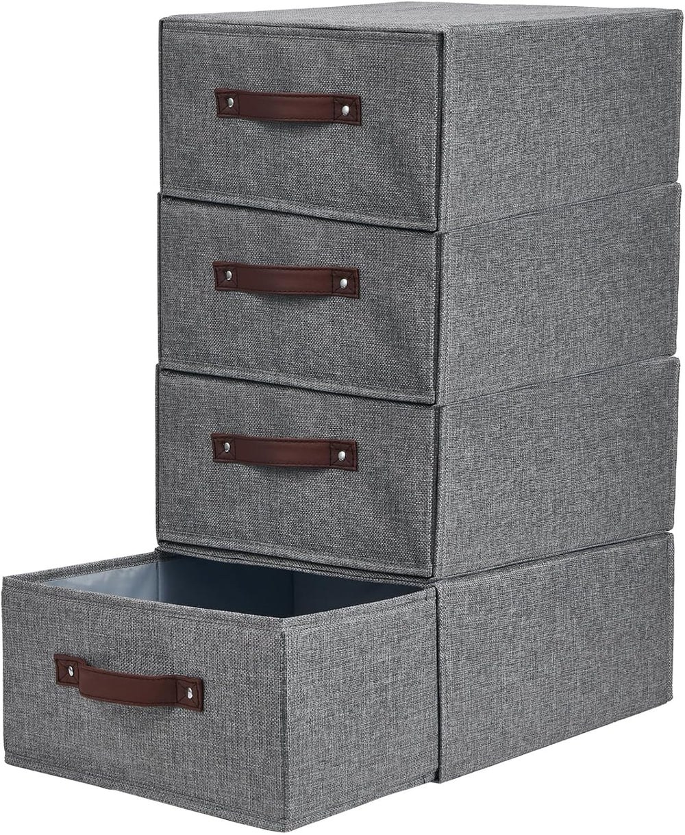 4PCS Closet Drawer Organizer Fabric Storage Boxes Bins Baskets