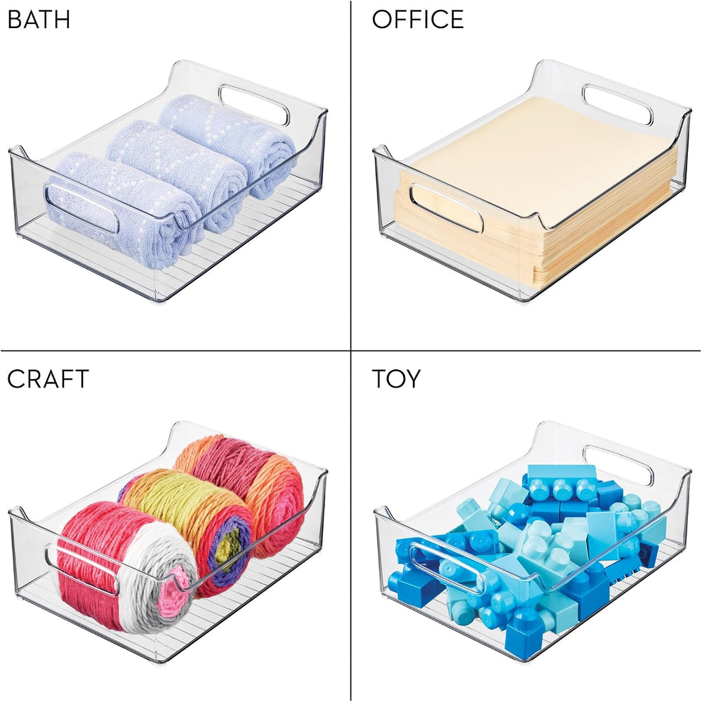 iDesign Stackable Clear Plastic Storage Bin, 4-Pack