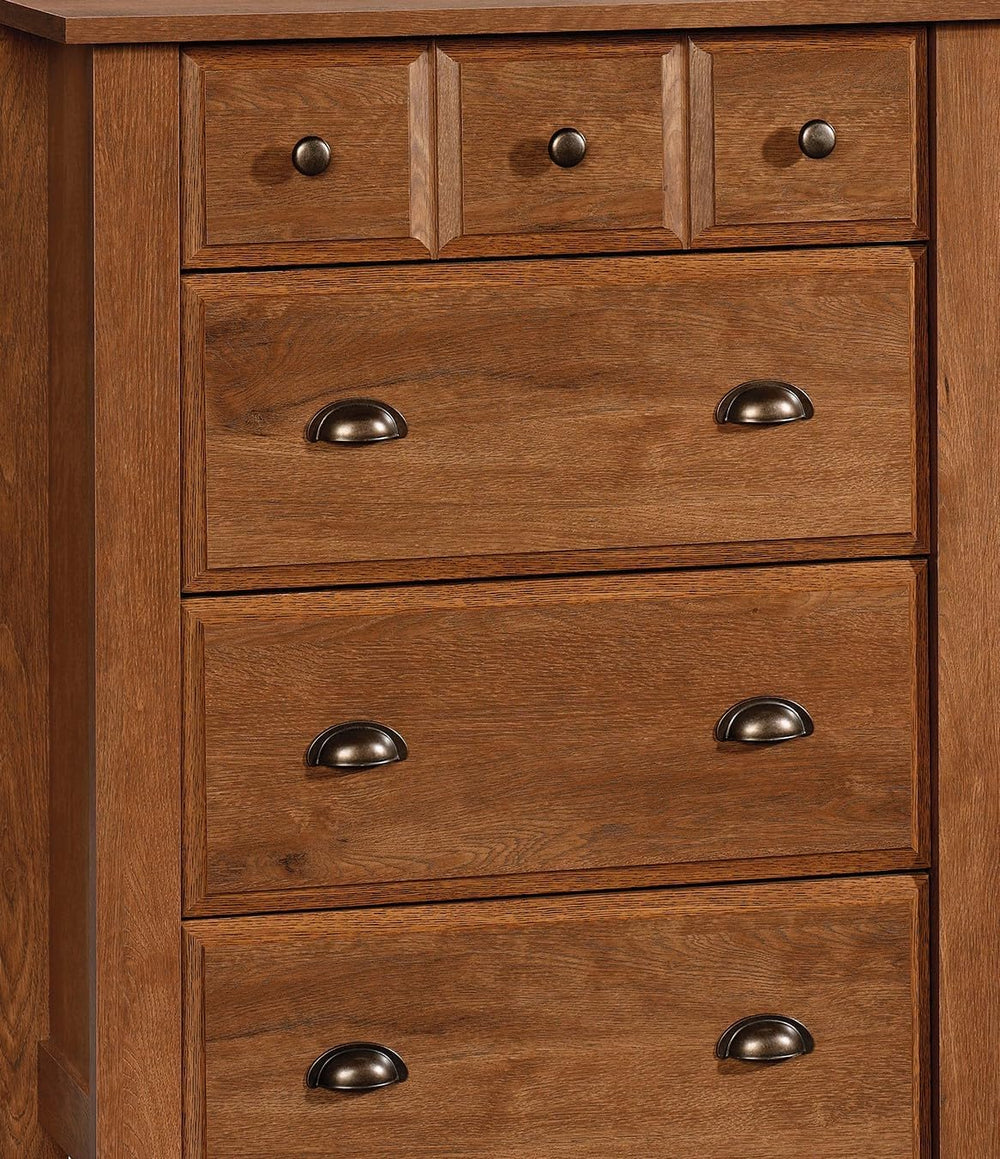 Sauder Shoal Creek 4-Drawer Chest, Tall Dresser Chest of Drawers, in Oiled Oak