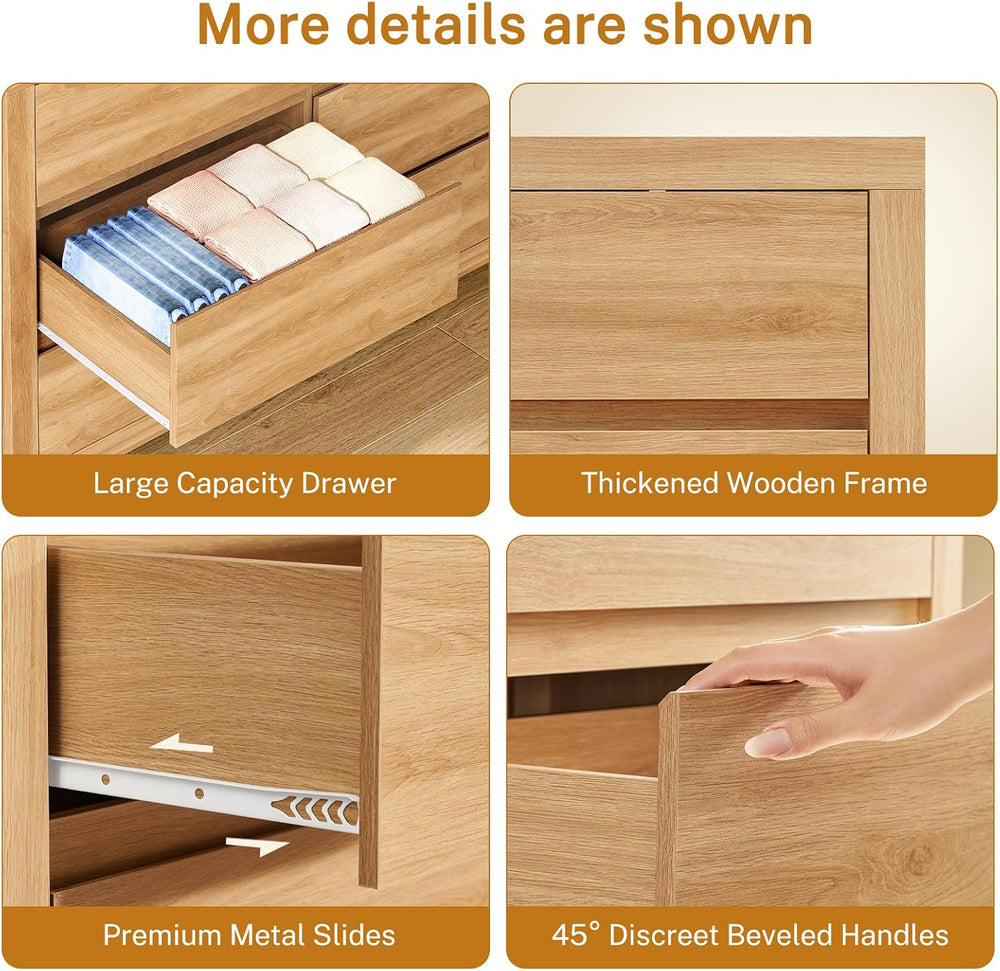 TEENFON 63" Dresser for Bedroom with 9 Drawers, Modern Dressers & Ch...