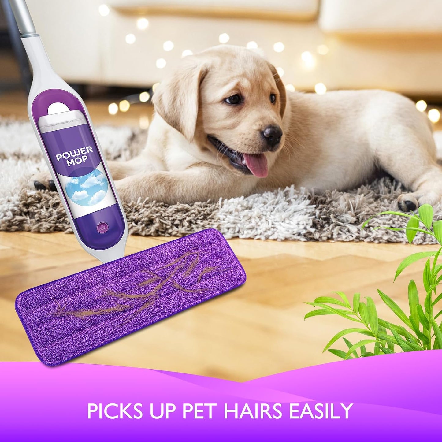 Reusable Power Mop Refills Pads Compatible with Swiffer PowerMop Mop - Microfiber Power Mop Pads Refill for 13 ''-15 '' Spray Mop- Washable Pads for Multi-Surface Floor Cleaning, 4 Pack