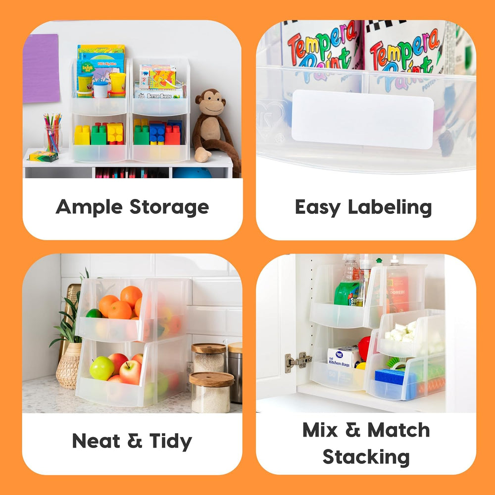IRIS USA 4-Pack, X Large Plastic Stackable Storage Bin Organizer, Clear