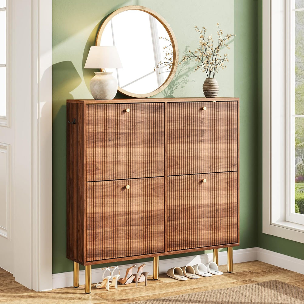 Nicetree Shoe Storage Cabinet for Entryway - 4 Flip Drawers Shoe Cabinet with...