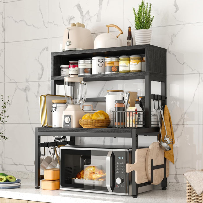 EnHomee 4-Tier Microwave Stand Countertop, Microwave Shelf With Storage