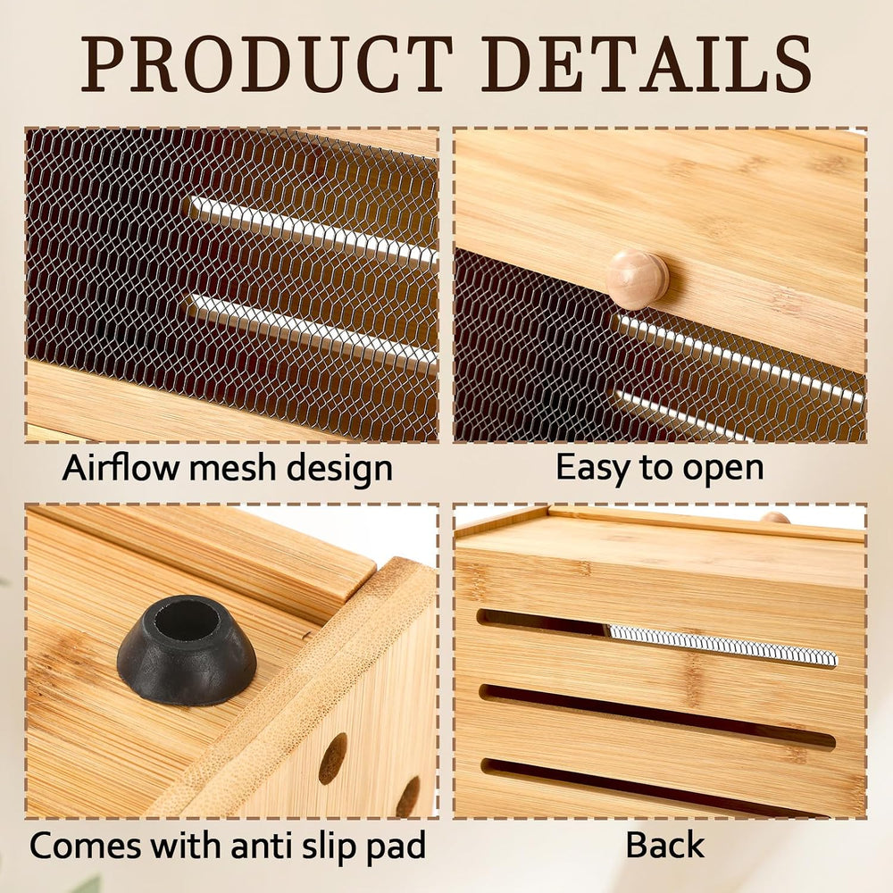 Thyle Bamboo Pantry Organizer and Containers Potato and Onion Storage Bin wit...