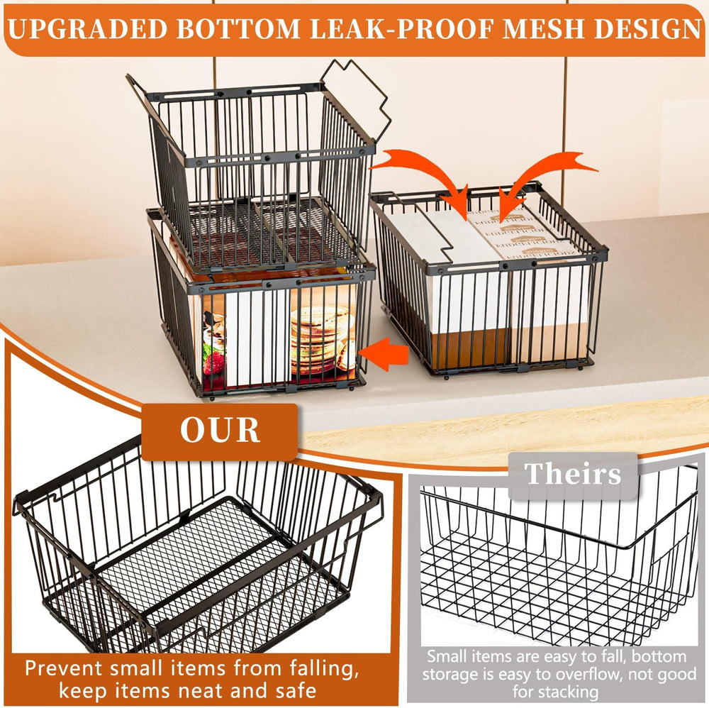 Large Freezer Organizer Bins for 5 to 9 Cu.Ft,Leak-Proof Bottom,4Pack