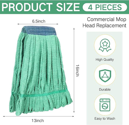 Lallisa 4 Pcs Commercial Mop Head Replacement Tube Microfiber Industrial Looped - Image 2