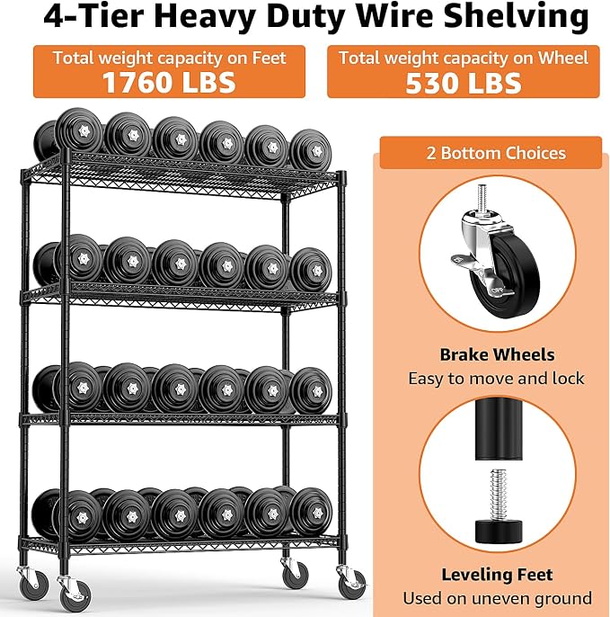 Industrial Metal 4 Tier Shelving