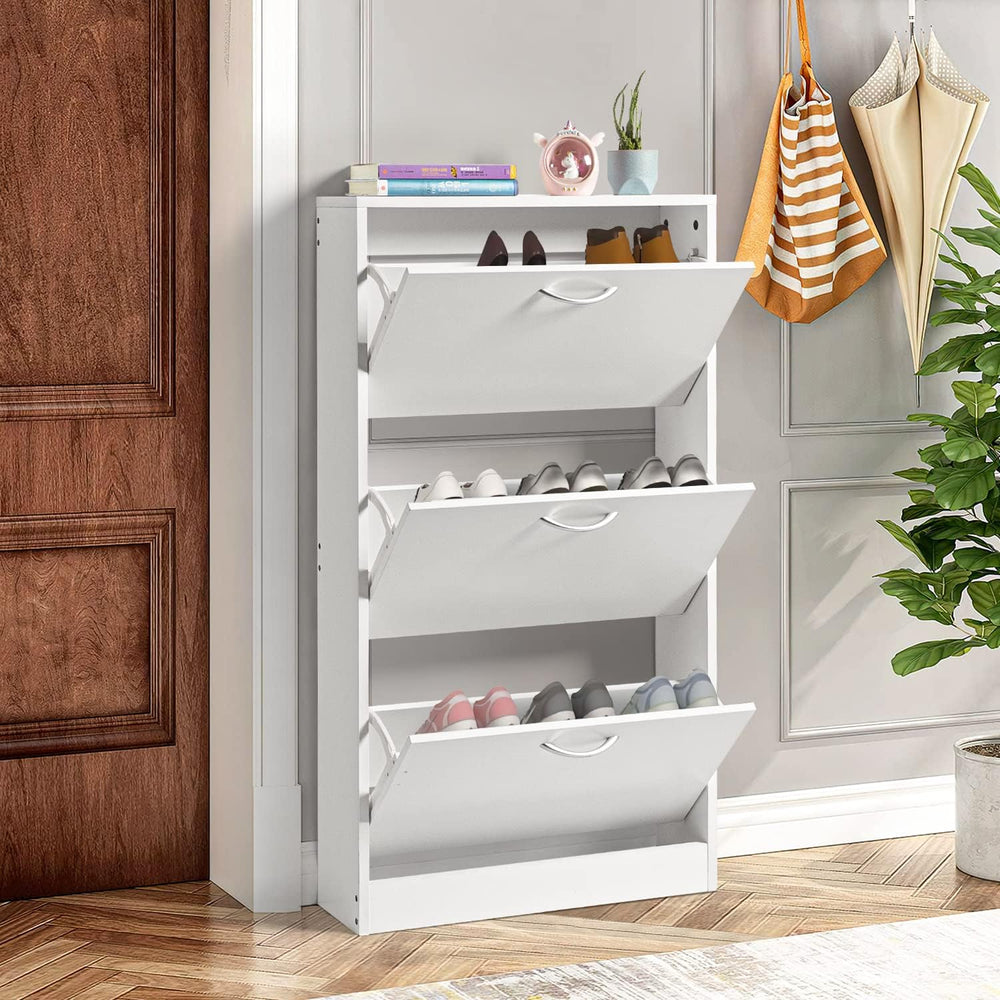 Simply-ME Shoe Cabinet with 3 Flip Drawers for Entryway,Narrow Shoe Cabinet O...
