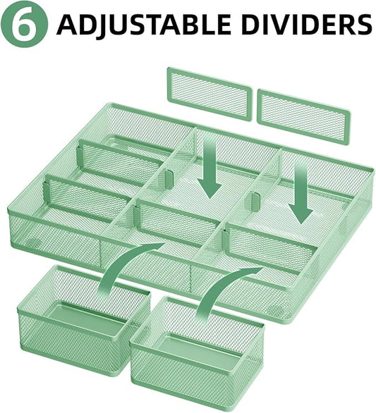 Marbrasse 3 Packs Desk Drawer Organizers, Metal Mesh Dividers - Image 2