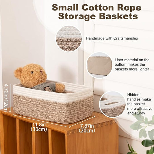 3 Pack Small Storage Baskets for Organizing, Cute Woven Decorative Gift Baskets - Image 2