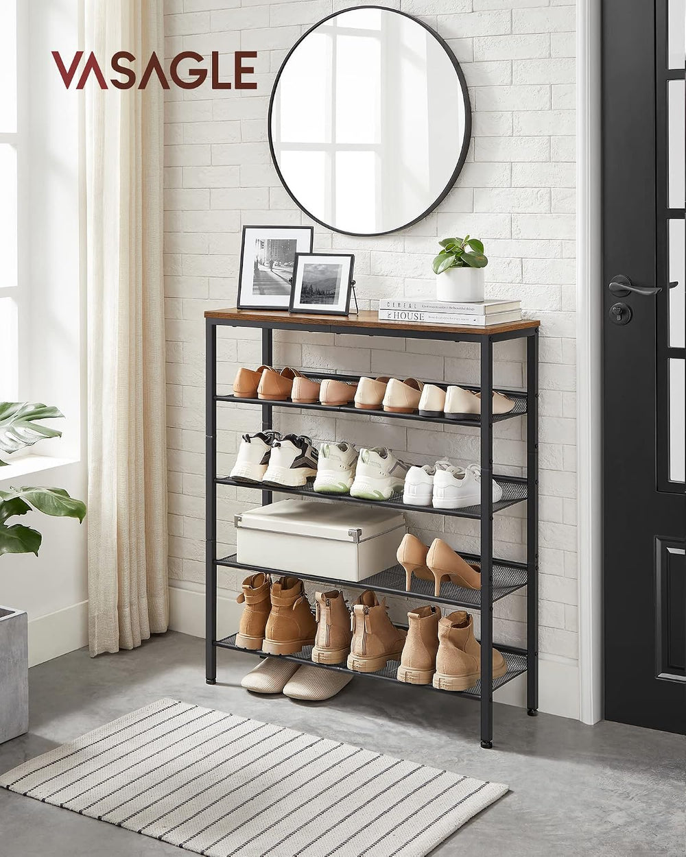 VASAGLE 5-Tier Shoe Rack, Adjustable, Freestanding