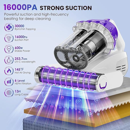 Mattress Vacuum Cleaner, 16Kpa Bed Vacuum Cleaner - Image 2