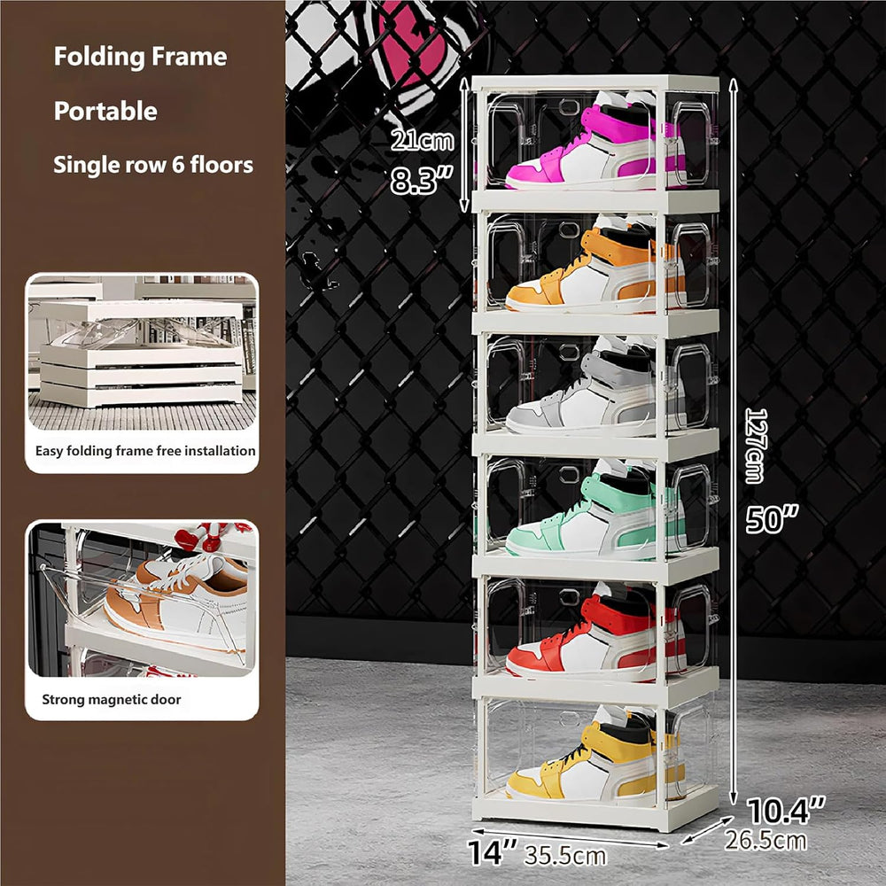 X-Large Sturdy Foldable Shoe Rack Sneaker Container Clear Plastic Stackable S...