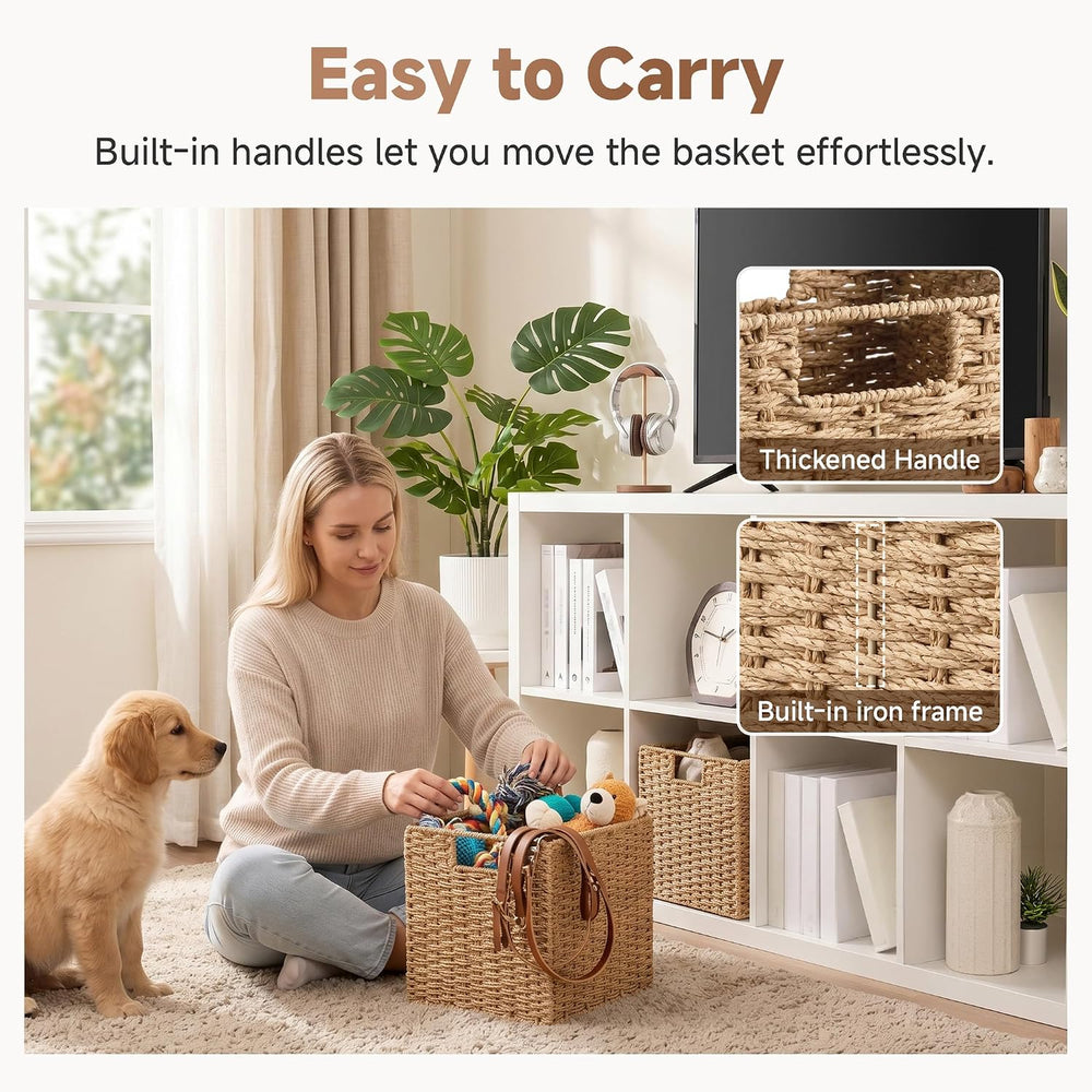 StorageWorks 11 inch Cube Storage Bins, Wicker Baskets,Storage Cube,Natural