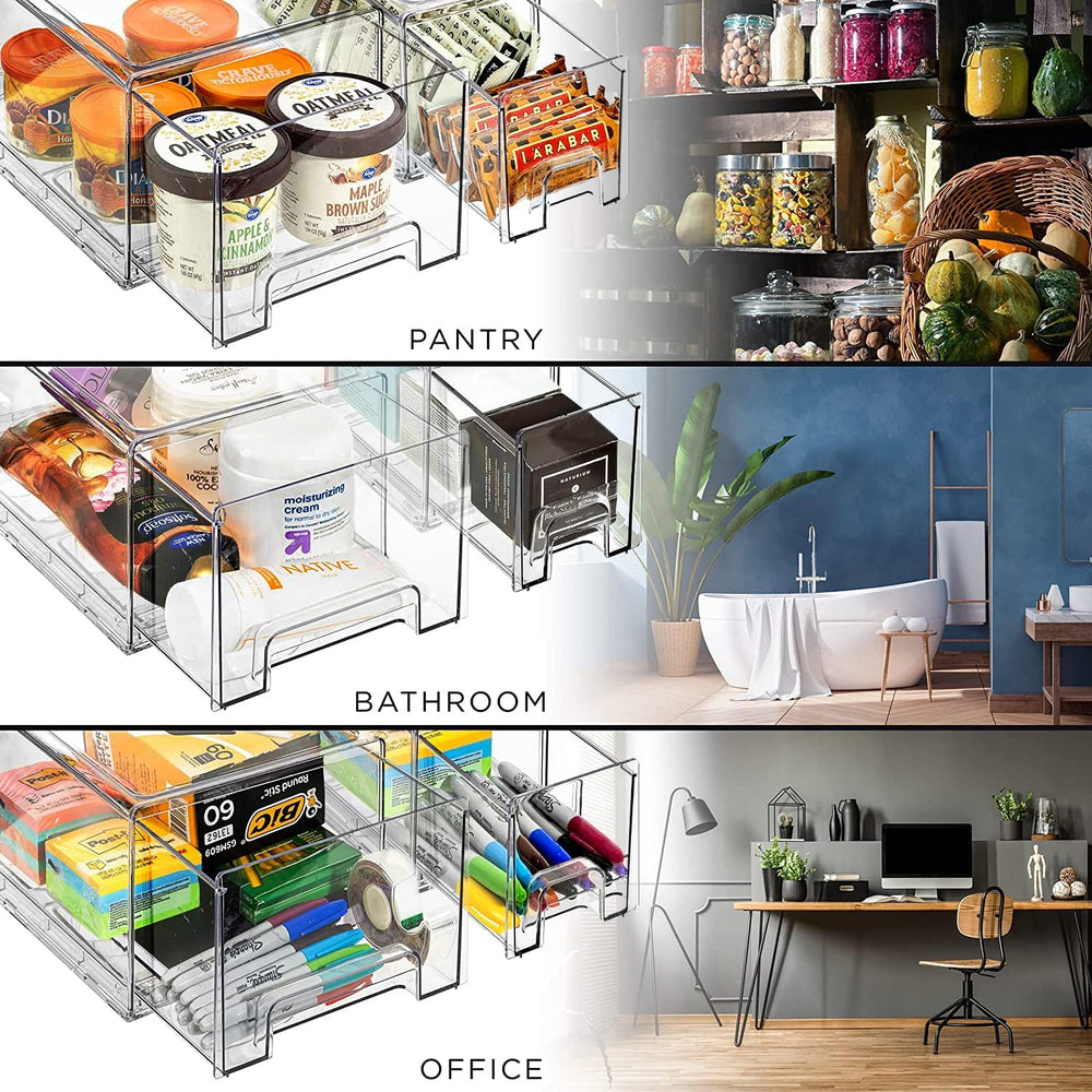 Sorbus Clear Stackable Storage Drawers for Refrigerator (Medium, 4 Pack)