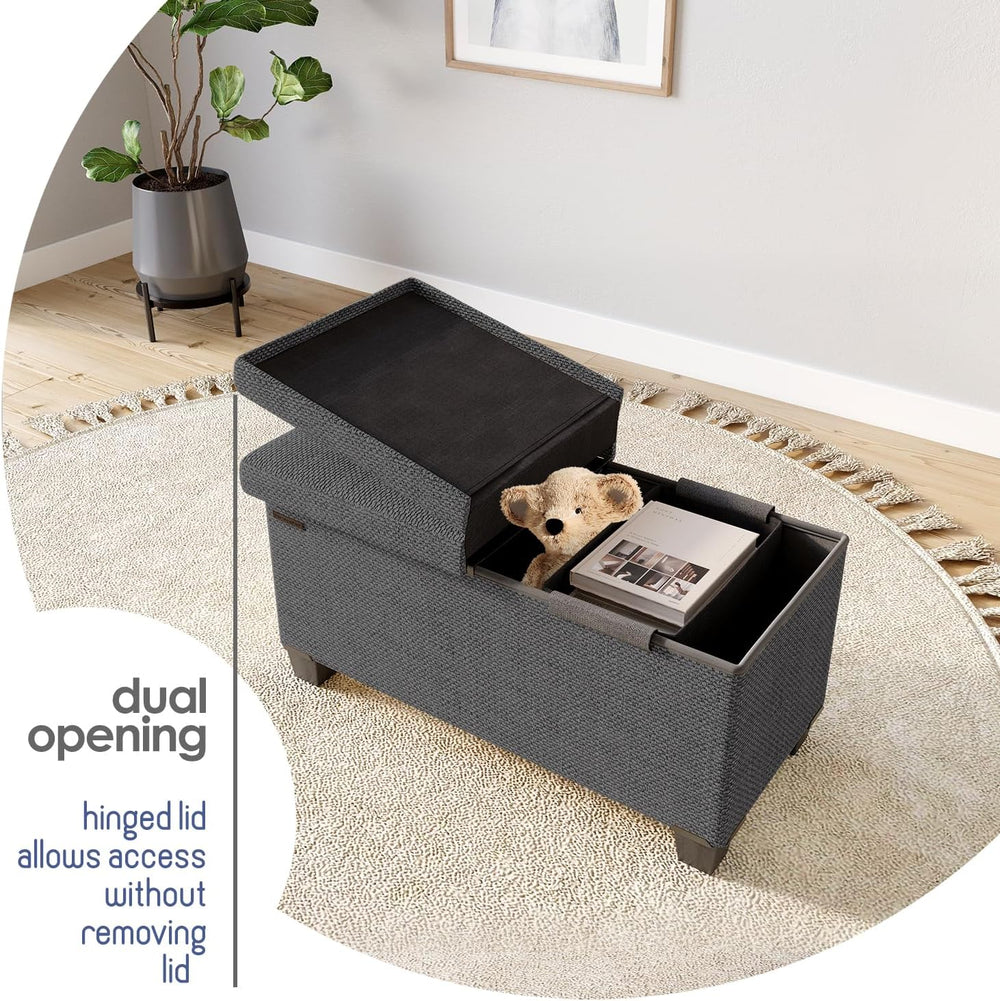 Storage Ottoman Bench with Bins, 30-in Storage Bench for Bedroom End of Bed, ...