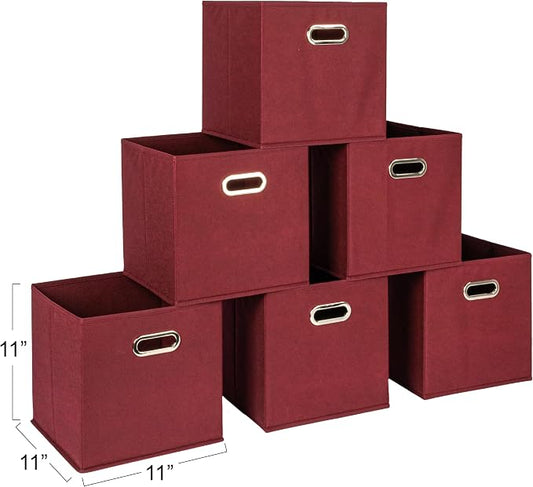 Household Essentials Fabric Storage Cube Bins, 6 Piece Set, Strong Poly-Woven - Image 2