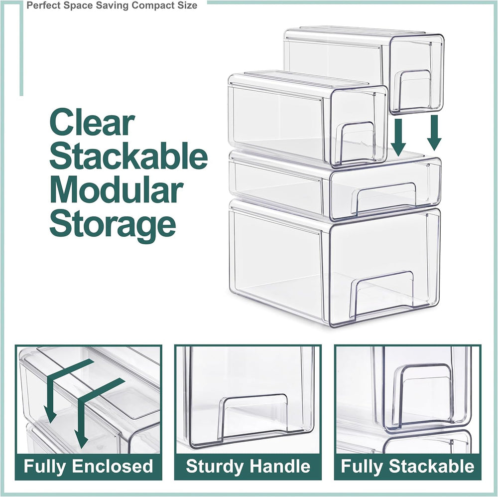 Sorbus Clear Stackable Storage Drawers (1 Large + 2 Small)