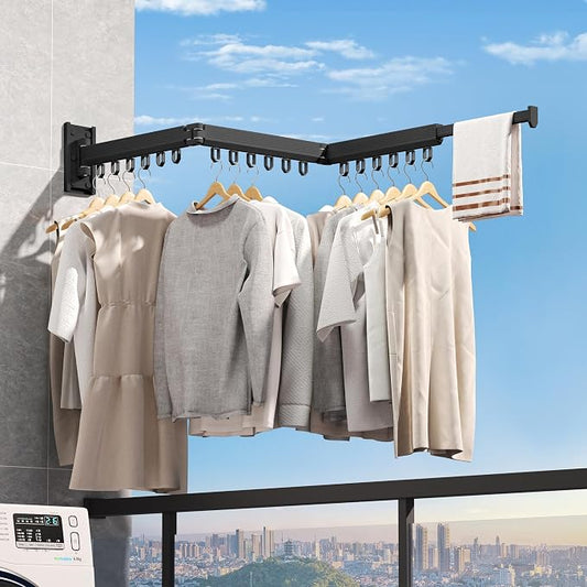 Wall Mounted Clothes Drying Rack, Retractable & Collapsible, Foldable - Image 2