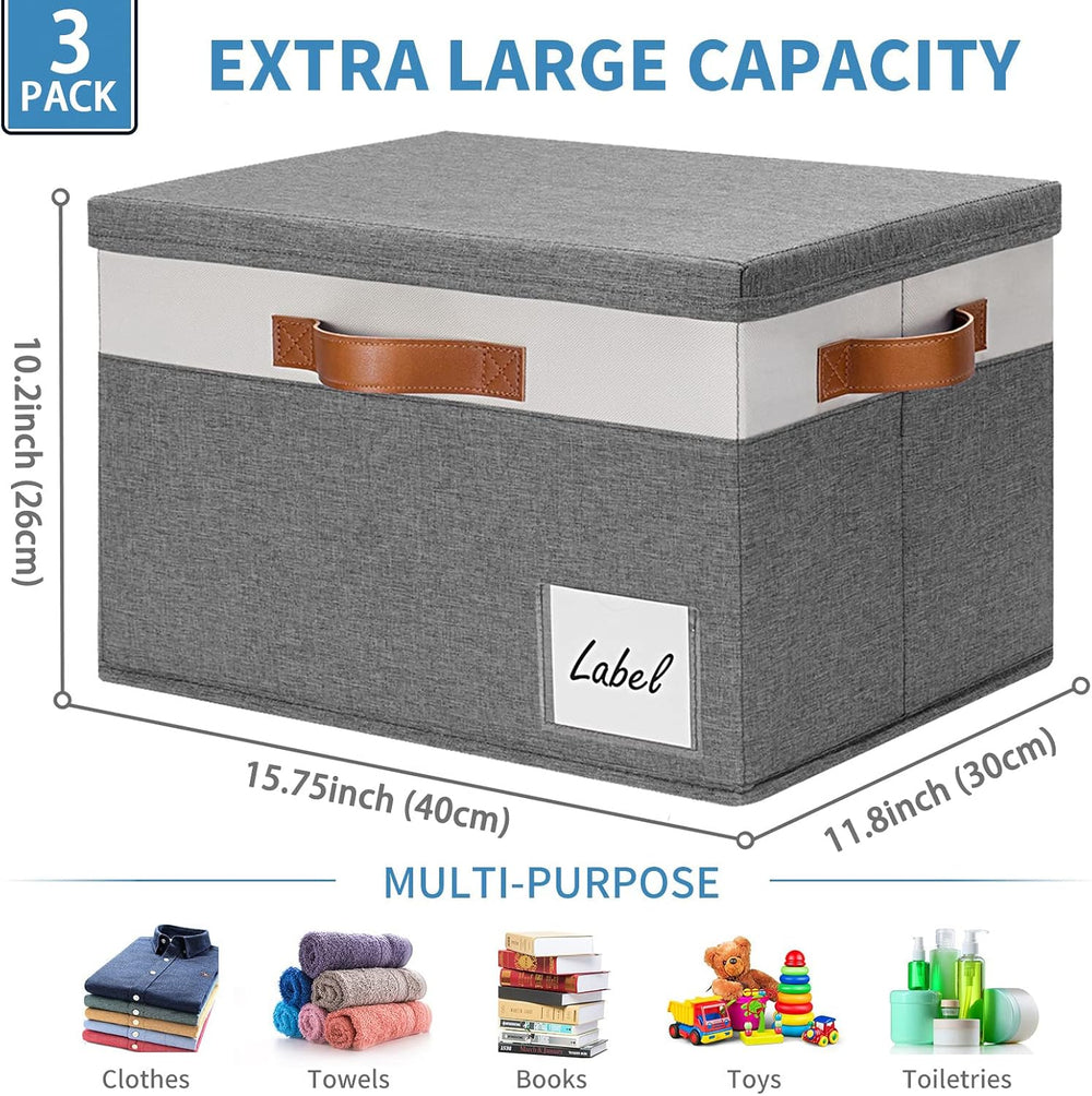GhvyenntteS Extra Large Storage Bins with Lids, Foldable Fabric Storage Boxes...