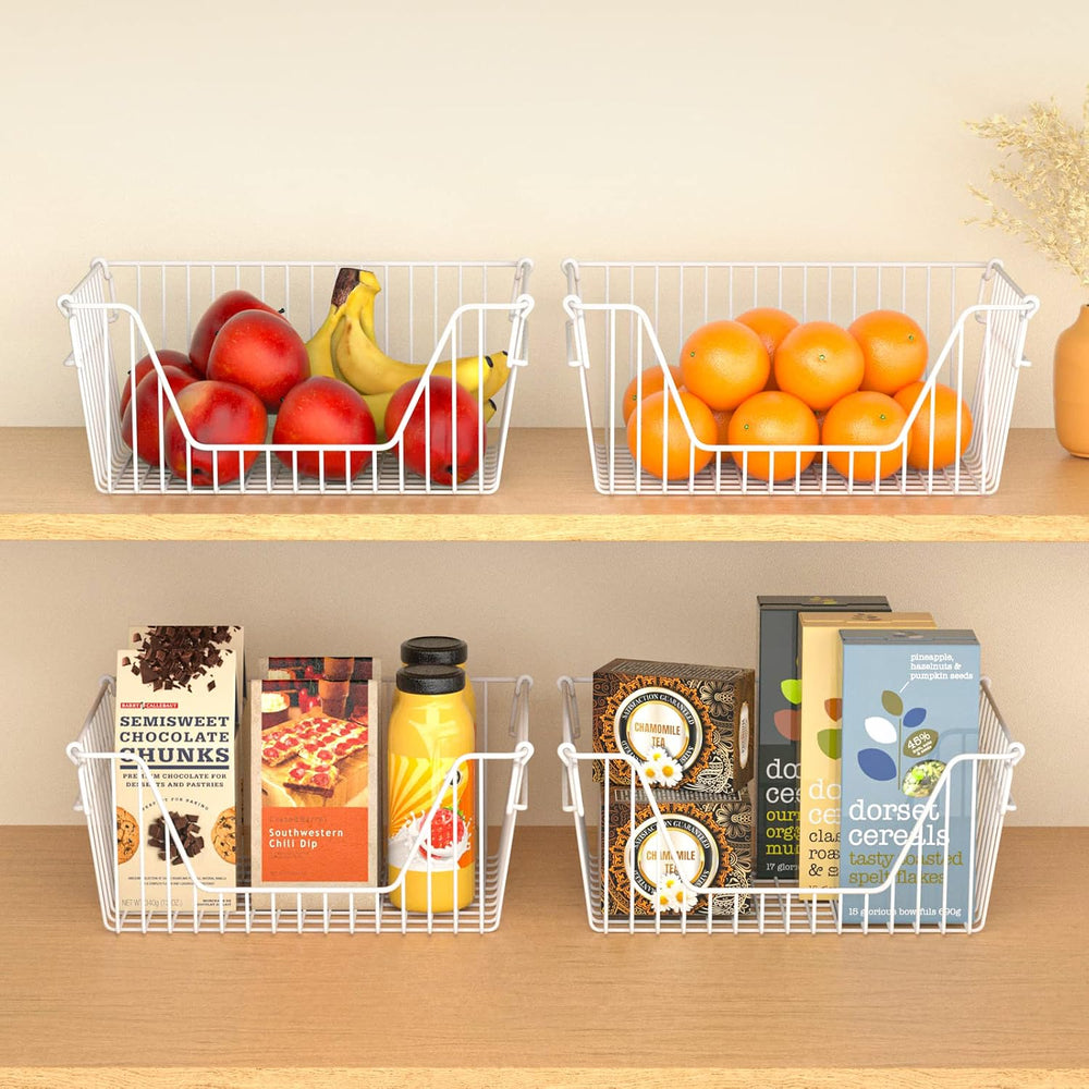 Slideep 14'' Large Stackable Storage Baskets Cabinet Organizer Sturdy...