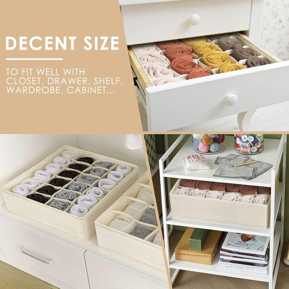 8 Pack 11 inch Fabric Storage Cubes with 3 Pack Sock Underwear Drawer Organiz...