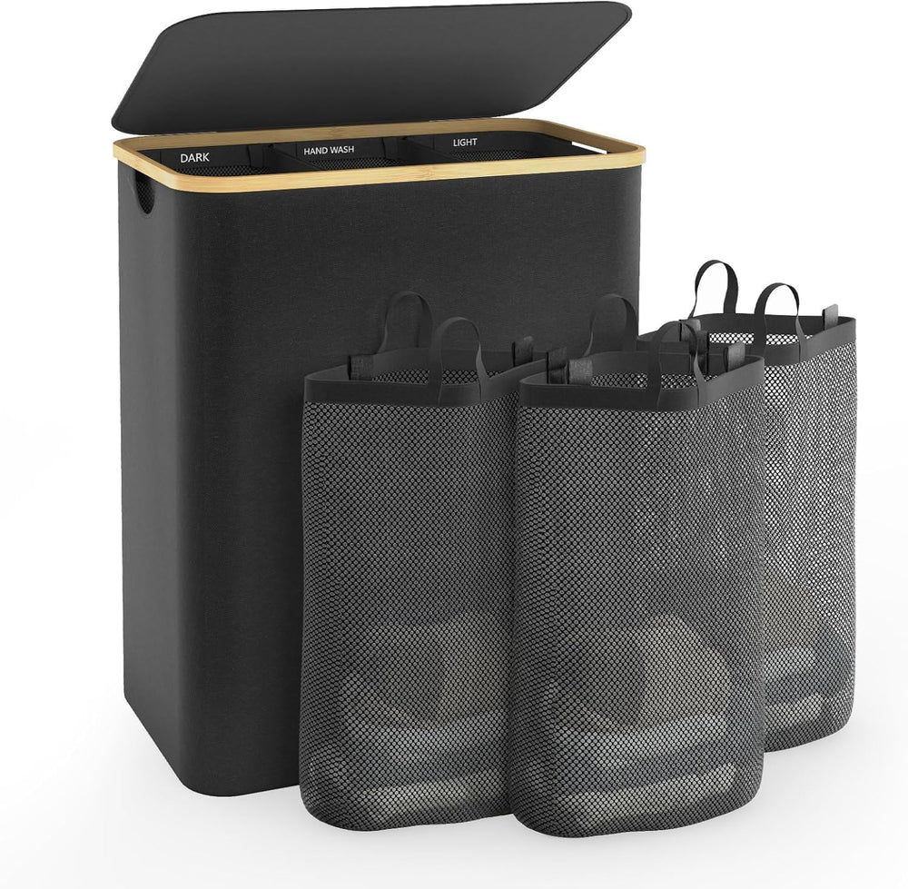 Hampers for Laundry Basket with Lid, 160L Large Laundry Hamper 3 Section