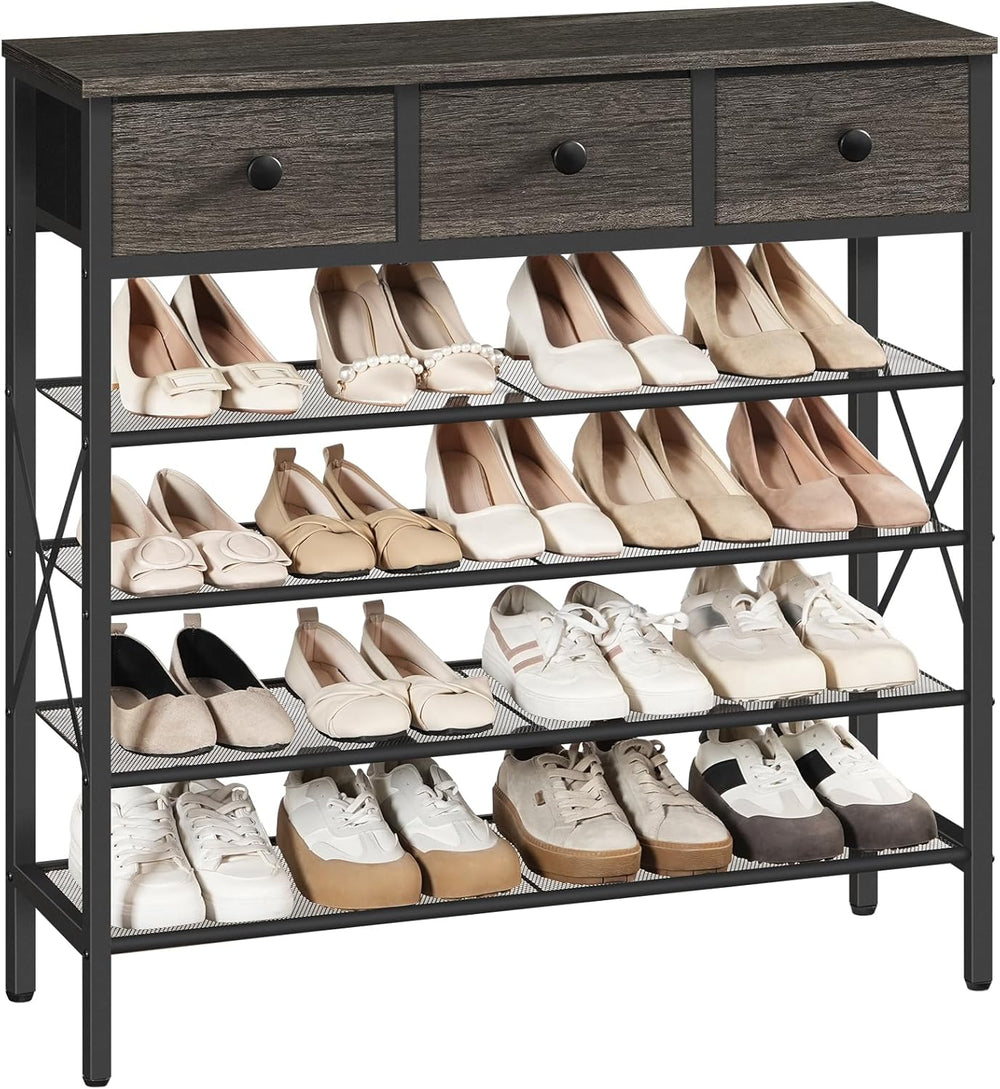 YATINEY 5-Tier Shoe Rack with 3 Drawers, Metal Shoe Organizer for 20 Pairs wi...
