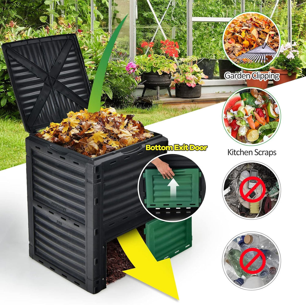 Goplus Compost Bin, 80 Gallon (300 L) Large Outdoor Composting Box w/Top Flip...