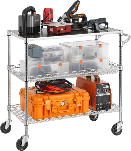 Finnhomy 3 Tier Heavy Duty Commercial Grade Utility Cart - Image 2