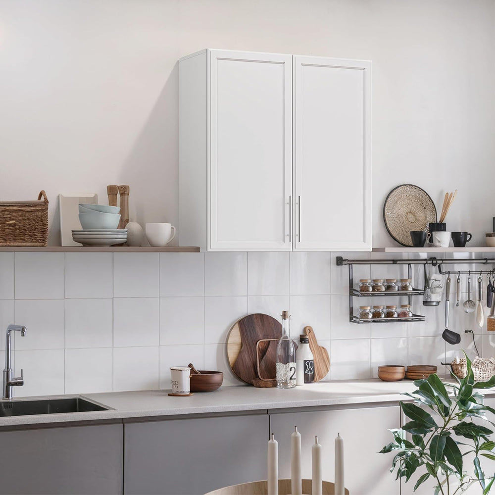 Furnaza 30" W White Wall cabinets for Laundry Room with Adjustable Shelf