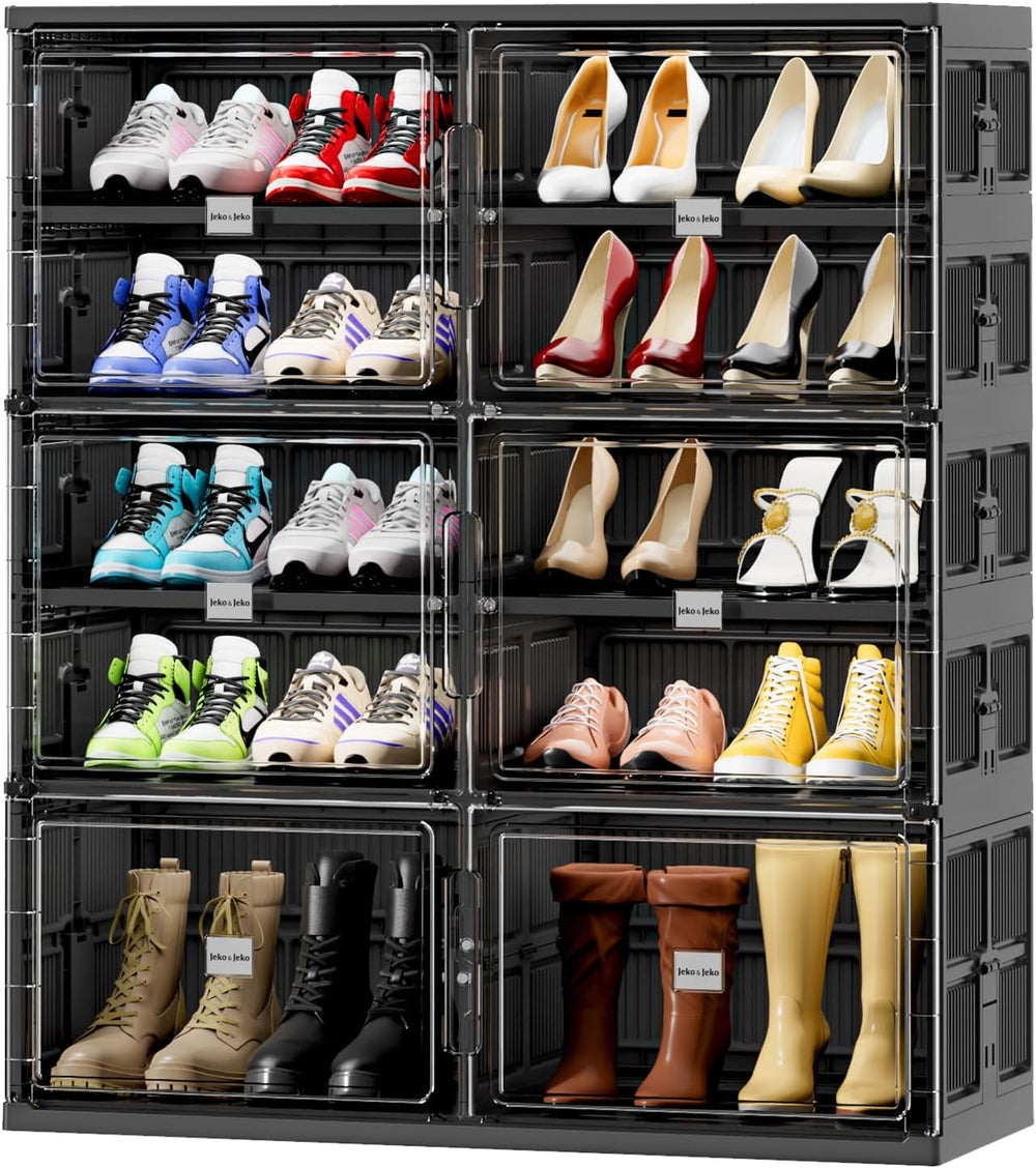 JEKO&JEKO 5 Tiers Foldable Boot Storage Shoe Rack Cabinet for Closet Entr...