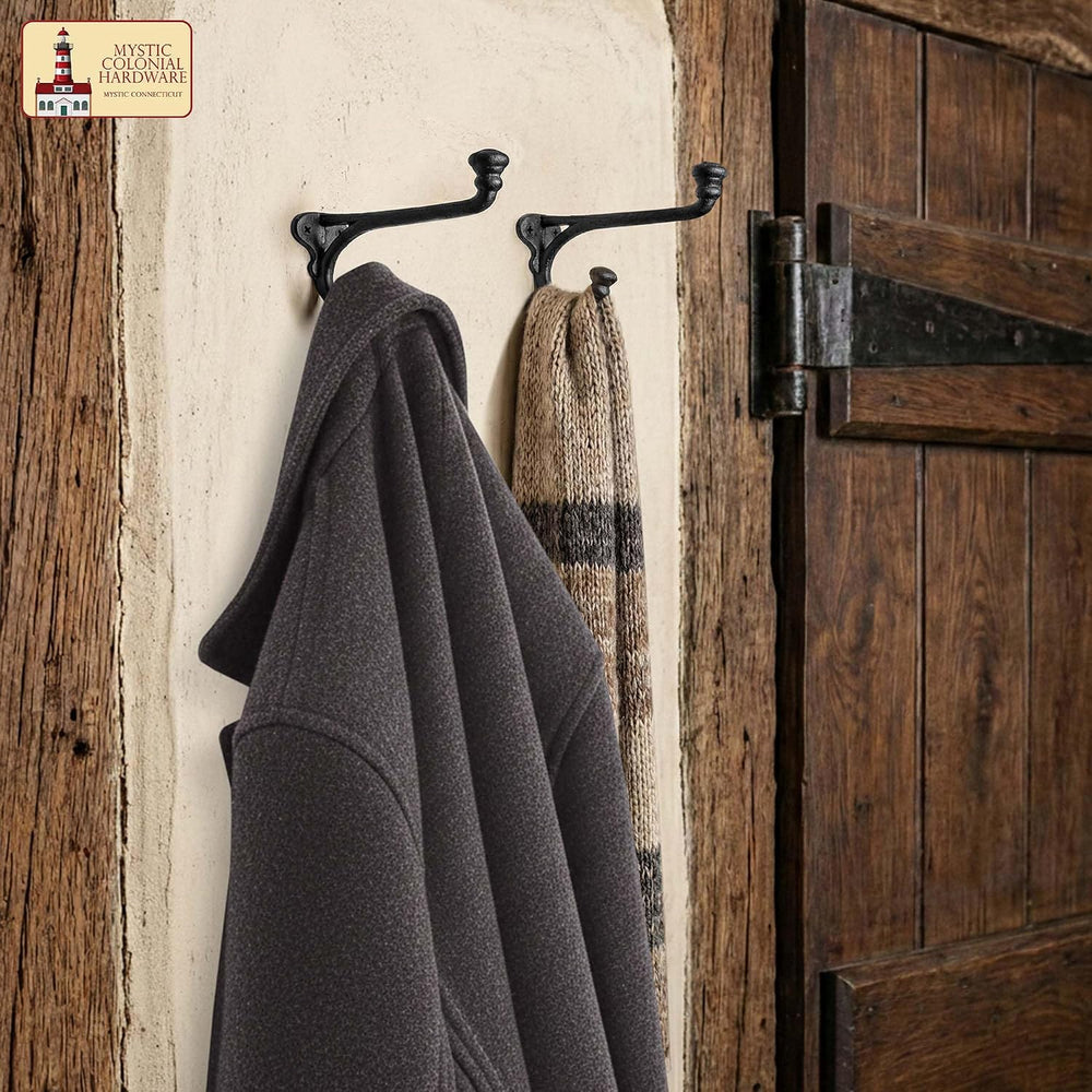 Mystic Colonial Rustic Cast Iron Wall Hooks Heavy Duty Retro Utility Hooks fo...