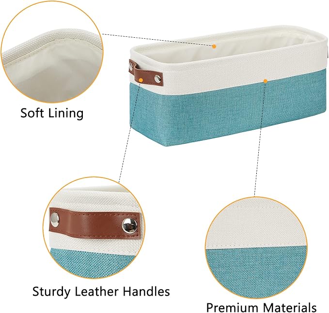 DULLEMELO Small Bathroom Closet Storage Baskets Canvas Fabric Storage Bins - Image 8