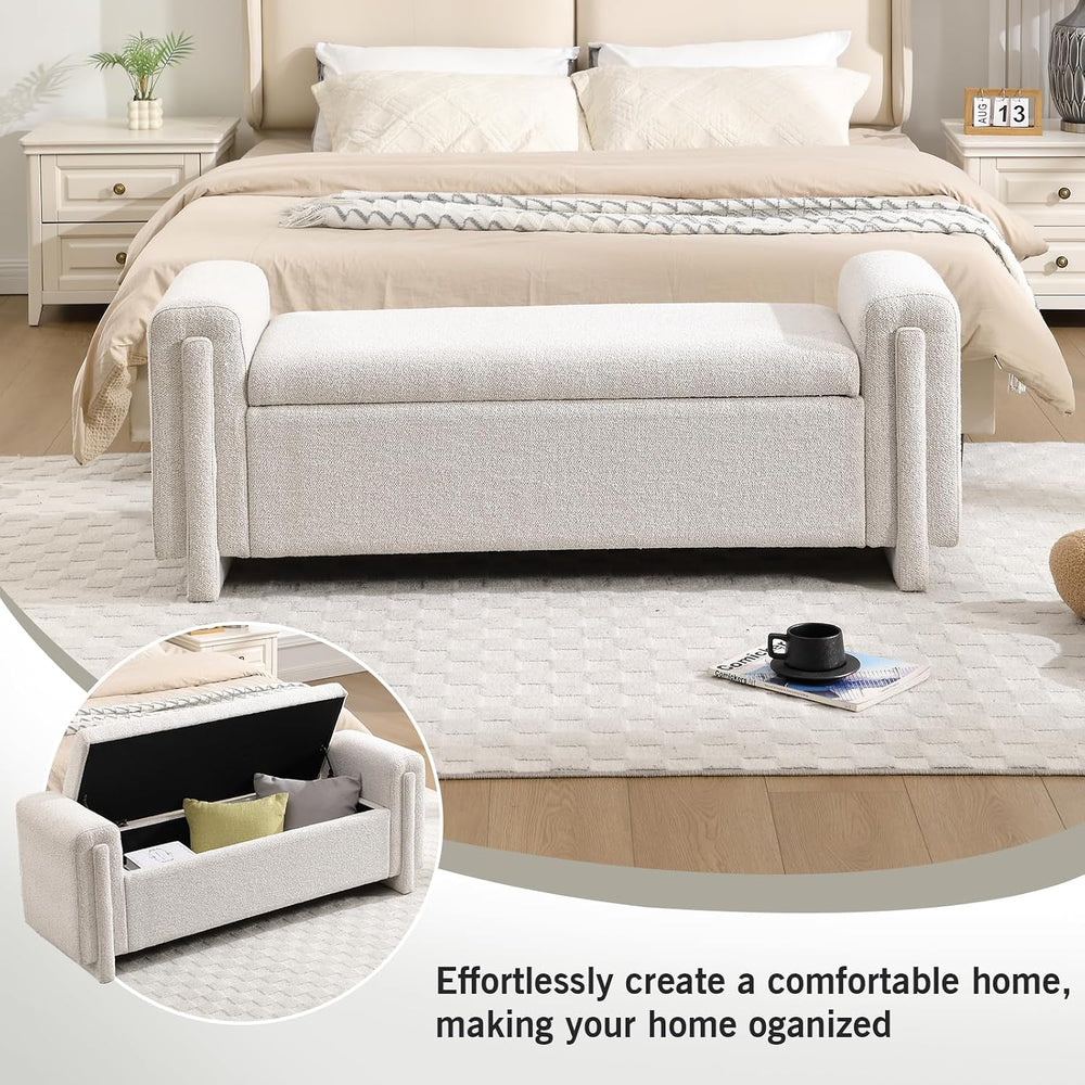 CIMOTA Modern Storage Ottoman Bench, 58” Large Upholstered Storage Bench with...