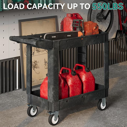 YITAHOME Utility Cart on Wheels, Plastic Tool Cart 550 lbs Capacity Service Cart - Image 2